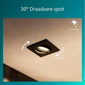 Philips - 3 darabos PERIDOT süllyesztett lámpatest készlet, 1x GU10/7W/230V, fekete