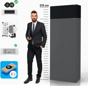 Felső szekrényelem EWA Compact öltözőszekrényhez – 800 x 380 x 400 mm, fekete