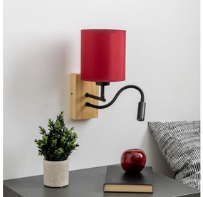 Brilagi Brilagi-LED Fali lámpa NUBILA WOOD 1xE27/25W/230V+LED/3W tölgy/Pompeiai piros BG1564L