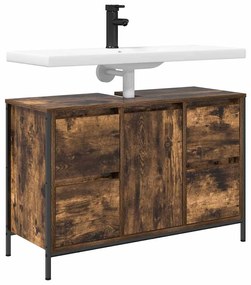 Füstös tölgy mosdószekrény fiókokkal 90x34,5x60 cm