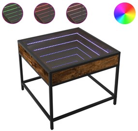 Füstös tölgy végtelen hatású LED-es dohányzóasztal 50x50x41 cm