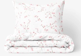 Goldea krepp ágyneműhuzat - cseresznyevirágok 140 x 200 és 70 x 90 cm