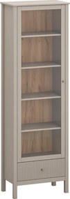 Vitrin, szürkésbarna Taupe/craft arany tölgy, KLIO 1W1S