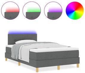 Box Spring Ágy Matraccal &amp; LED Sötétszürke 120x190 cm Szövet