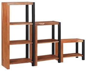 Könyvespolc 3 pcs Barna 50 x 30 x 110 cm Tömör akácfa
