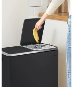 Dupla szemetes, 2 x 24 literes, 2 rekesszel, fekete