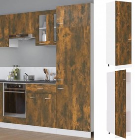 Füstös tölgy színű szerelt fa hűtőtároló szekrény 60x57x207 cm