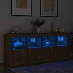 barna tölgy színű tálalószekrény LED-ekkel 163 x 37 x 67 cm