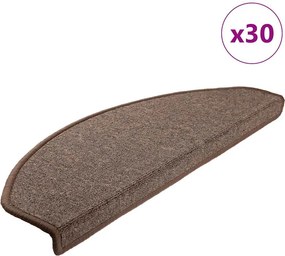 vidaXL 30 db-os lépcsőszőnyegek 65 x 24 x 4 cm kávébarna félkör alakú nagyméretű