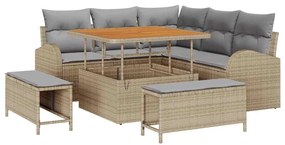 vidaXL Kerti Kanapé Szett párnával 8 pcs Beige és Világosszürke