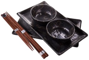 Flower fekete 2 személyes szervírozó szett sushihoz, 100 ml - MIJ