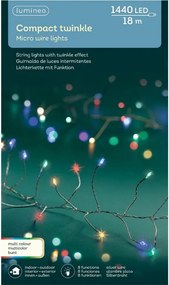 Micro fényfüzér 1400 LED-es karácsonyfa izzó, drótos, Sűrű, Multikolor, 18m