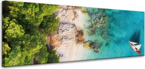 Vászonkép Tengerpart Erdők Víz Sziklák Tengerpart 120x40 cm