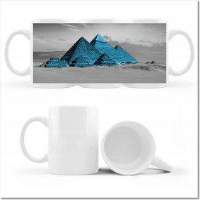 Nyomott mintás bögre Kék piramisok