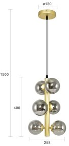 Brilagi - LED Csillár zsinóron MILLA 6xG9/3W/230V arany/füstös