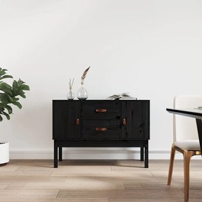 fekete tömör fenyőfa tálalószekrény 110 x 40 x 78 cm