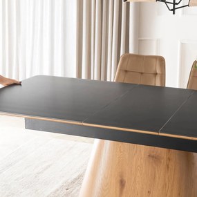 Fekete Márványhatású Bővíthető Kerámia Étkezőasztal LIZBONA 160-200 cm