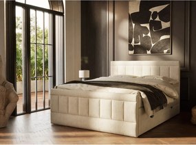 Bézs ágyneműtartós boxspring ágy 180x200 cm Caya – Maison de Rêve
