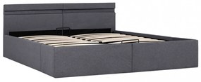 sötétszürke LED-es szövetágy hidraulikus tárolóval 180 x 200 cm