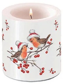 Christmas robins white karácsonyi átvilágítós gyertya 8x7,5 cm