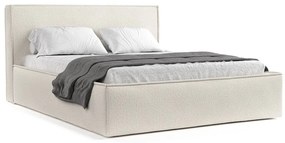 Krémszínű kárpitozott ágyneműtartós franciaágy ágyráccsal 160x200 cm Lounge L – Maison de Rêve