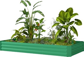 Outsunny kültéri emelt ágyás — téglalap alakú kertágy biztonsági peremmel és nyitott aljjal virágokhoz és fűszernövényekhez, 240 × 120 × 30 cm, zöld |