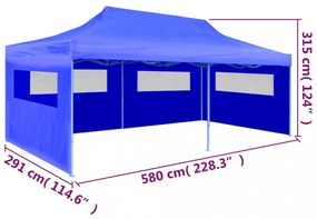 kék összecsukható pavilon 3 x 6 m