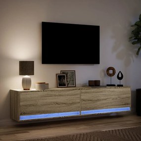 sonoma tölgy színű falra TV-szekrény LED-del 180 x 31 x 38 cm