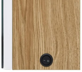 fehér, tölgyszínű LED-es tükrös fürdőszobaszekrény 80x12x68 cm