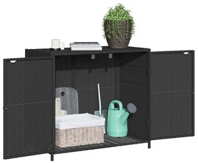 fekete polyrattan kerti tárolószekrény 83 x 45 x 76 cm