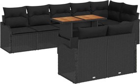vidaXL Kerti Kanapé Szett párnával 9 pcs Fekete