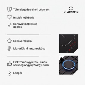 Klarstein MultiChef 5, indukciós és gáz tűzhely, 5 főzőzóna, 3 gázégő, 2 indukciós főzőlap, FlexZone