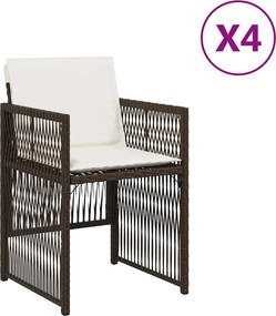 vidaXL 4 db barna polyrattan kerti szék párnával
