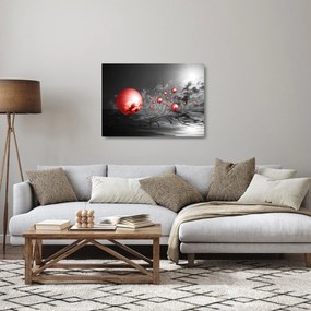 Piros gömbök képe (üvegen) (70x50 cm)