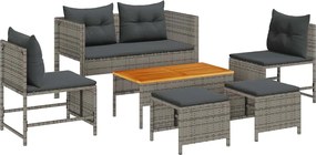 vidaXL Kerti Kanapé Szett 6 pcs Szürke és sötétszürke polirattan