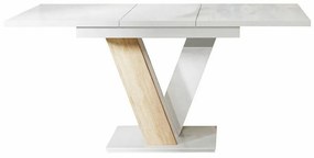 Asztal Goodyear 104Fényes fehér, Sonoma tölgy, 76x80x120cm, Hosszabbíthatóság, Laminált forgácslap, Laminált forgácslap