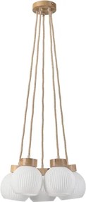LOOMIS zsinóros csillár, 5×E27/15 W/230 V, 83 cm, bézs/tölgy
