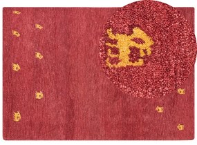 Piros gabbeh gyapjúszőnyeg 160 x 230 cm YARALI Beliani