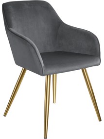 tectake 403653 marilyn bársony kinézetű székek, arany színű - sötétszürke/arany
