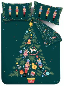 Sötétzöld egyszemélyes ágyneműhuzat 135x200 cm Nutcracker – Catherine Lansfield