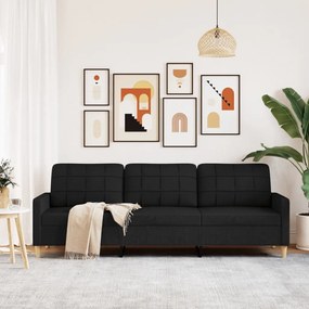 3 személyes fekete szövet kanapé 210 cm