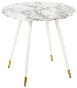 Fehér márványhatású étkezőasztal ⌀ 80 cm GUTIERE Beliani