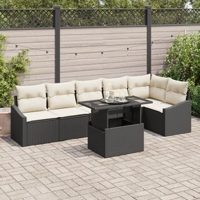 Kerti Kanapé Szett 7 pcs Fekete és Krém 100 x 55 x 73 cm