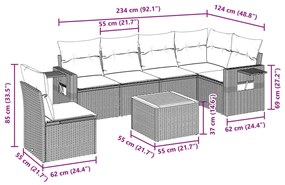 7 részes bézs polyrattan kerti ülőgarnitúra párnákkal