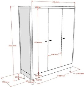 Fehér bükkfa gyerek ruhásszekrény 146x190x55 cm Forrest – Vipack