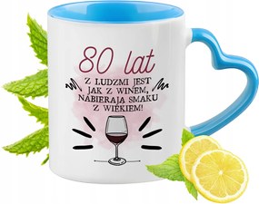 Születésnap 80 80-es 80-as évek Kék Bögre Szív Alakú Füllel Ajándék