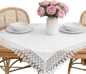 Abrosz szögletes Fehér Sima Csipkés lenvászon szögletes 85x85 Elegáns