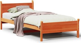 vidaXL viaszbarna tömör fenyőfa ágy matrac nélkül 100 x 200 cm