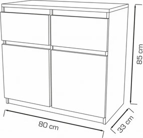 Washington 2S2F Komód Sonoma