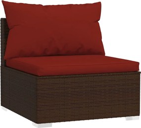 4 részes barna polyrattan kerti bútorszett párnákkal